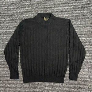 Vintage 60s Sweater Mens L (See Measurements) Orlon Acrylic Alpaca Stitch Mock